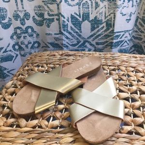 Minimal Gold Slid Sandals